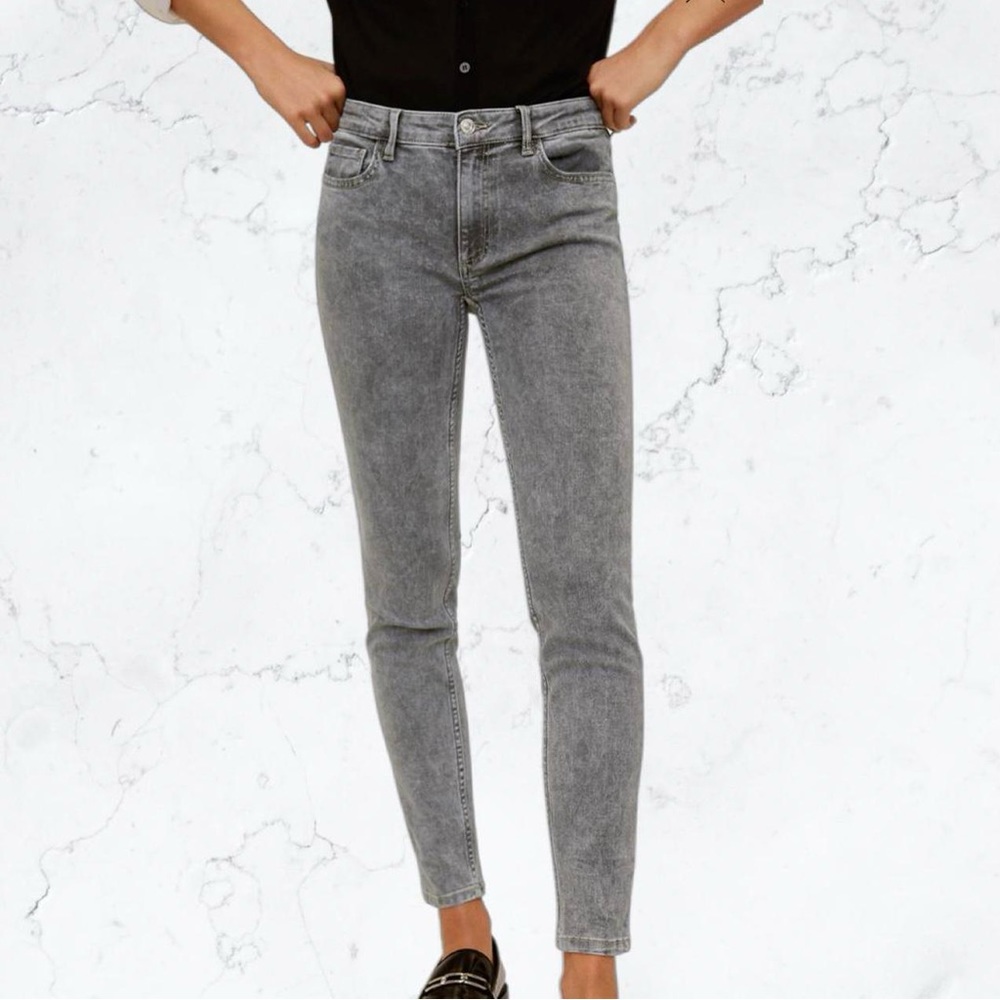 MNG Kim Skinny Push-Up Jeans Size 1 Grey Washed Denim
